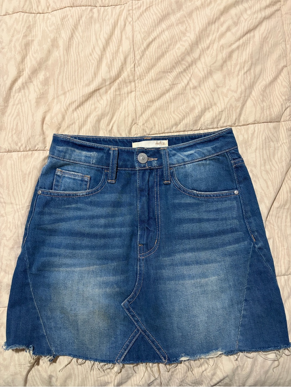 Daytrip Blue Distressed Denim Mini Skirt